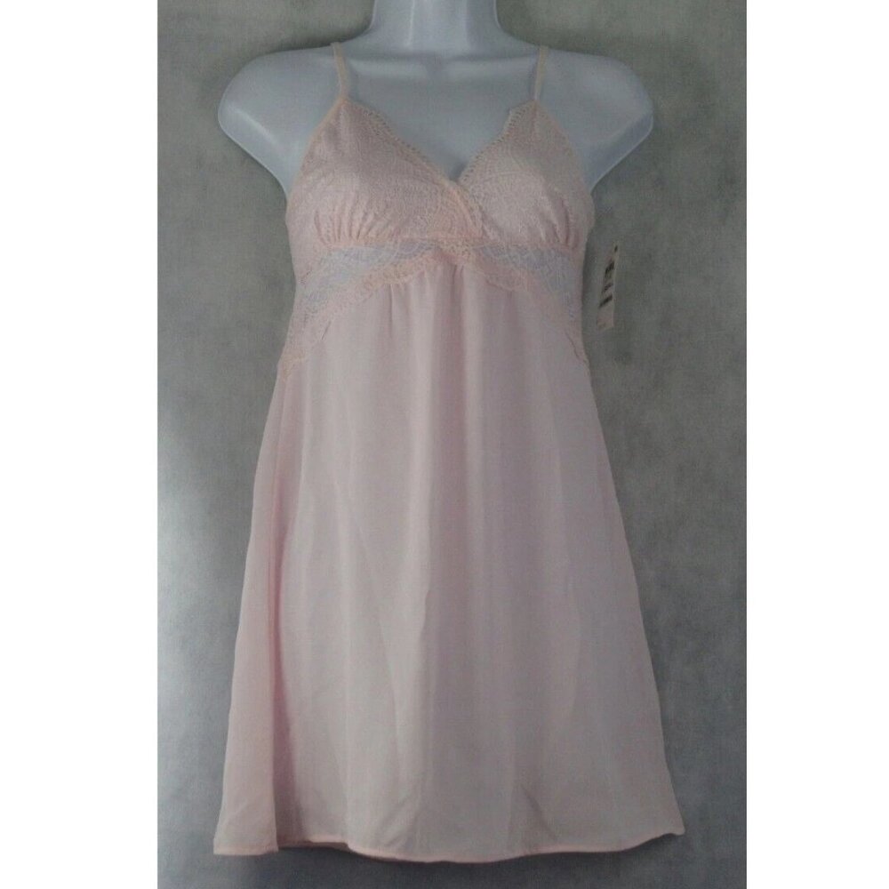 INC Women's Lace & Chiffon Chemise Nightgown, Marys Rose Pink, XS